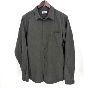 Rowan Nobel Men's Large Fine Wale Corduroy Button Up Shirt Gray Long Sleeve